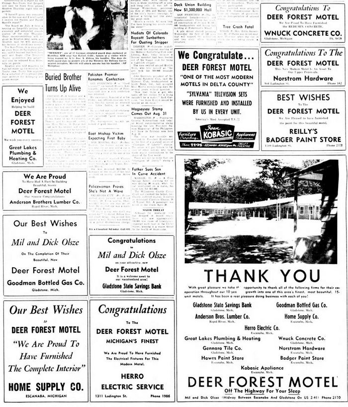 Deer Forest Motel (Sleepy Hollow Motel) - 1957 Opening Ads (newer photo)